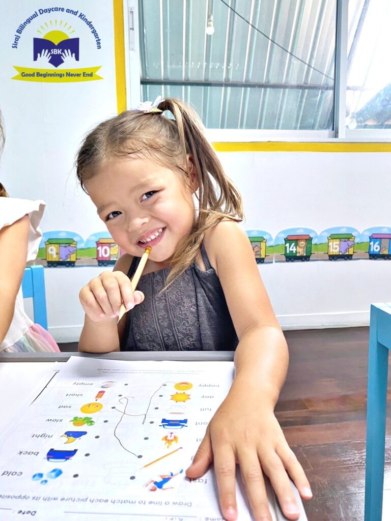 Happy child learning